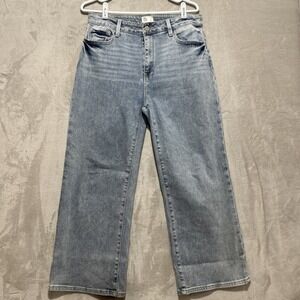The Fine Print Women's‎ Jeans 28P Cropped High Rise Light Wash Wide Leg Denim